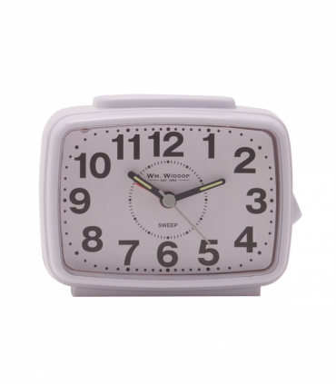 Wm.Widdop Oblong Alarm Clock Sweep Movement & Snooze - White