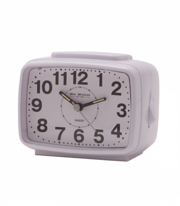 Wm.Widdop Oblong Alarm Clock Sweep Movement & Snooze - White