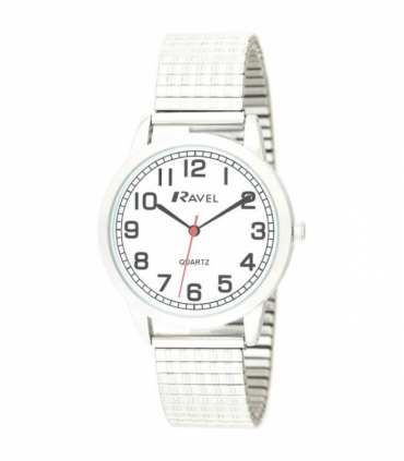 Ravel Mens Bold Number White Dial Expander Bracelet Watch R0232.11.1