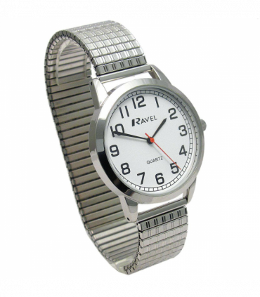 Ravel Mens Bold Number White Dial Expander Bracelet Watch R0232.11.1