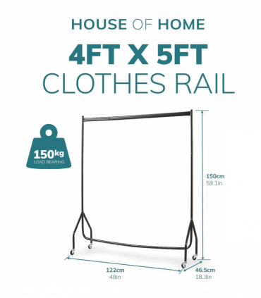 4ft Super Strong Heavy Duty Clothes Rail - White