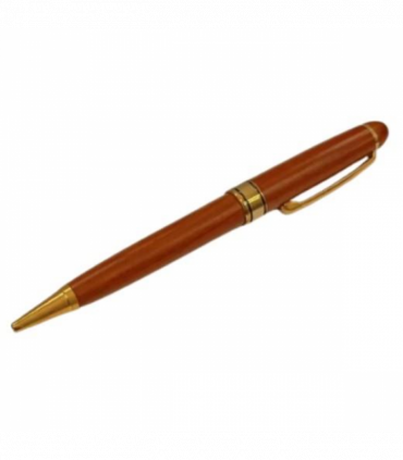 Imperial Desk Clock with Wood Matt Brown Gold Trim Ball Pen IMP69 Clock Gift Set - CLEARANCE NEEDS RE-BATTERY & Refill