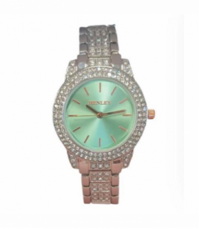Henley Ladies Bling Diamante crystals Pink Dial Silver Bracelet Watch H07275.11