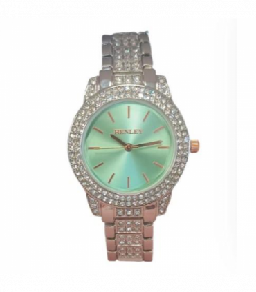 Henley Ladies Bling Diamante crystals Pink Dial Silver Bracelet Watch H07275.11