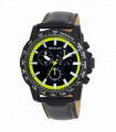 Henley Mens Satin Black Sports Coloured Stitch Multi Eye Watch Black/Lime Green H03015.11