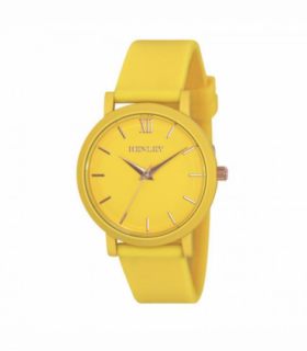 Henley Ladies Coloured Case Silicone Sports Watch Yellow H06178.9