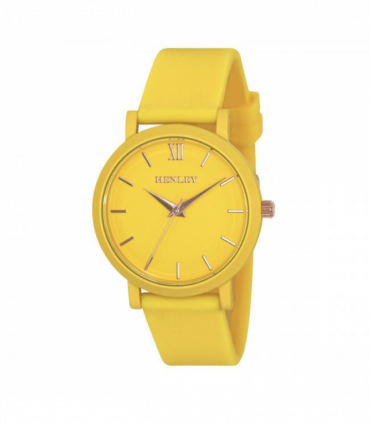 Henley Ladies Coloured Case Silicone Sports Watch Yellow H06178.9