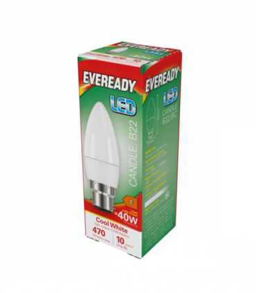 Eveready S14322 LED Candle Bulb 40w B22 (BC) 470lm 4.9W Cool White (Pack of 5)