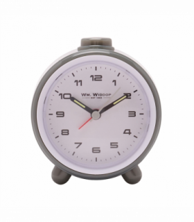 Wm.Widdop Round  Alarm Clock Sweep Movement & Snooze - Grey & White