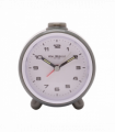 Wm.Widdop Round  Alarm Clock Sweep Movement & Snooze - Grey & White