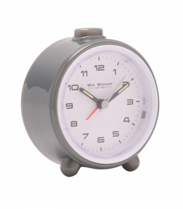Wm.Widdop Round  Alarm Clock Sweep Movement & Snooze - Grey & White