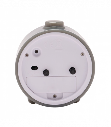 Wm.Widdop Round  Alarm Clock Sweep Movement & Snooze - Grey & White