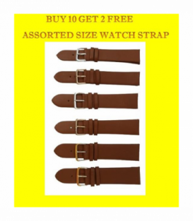 Genuine Brown Leather WATCH STRAP BUY 10 GET 2 FREE ASSORTED SIZE 18mm-22MM