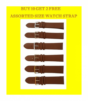 Genuine Brown Leather WATCH STRAP BUY 10 GET 2 FREE ASSORTED SIZE 18mm-22MM