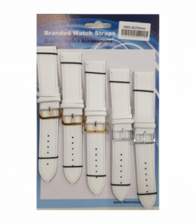 Leather White Watch Straps Pk5 size 24mm 1005.02