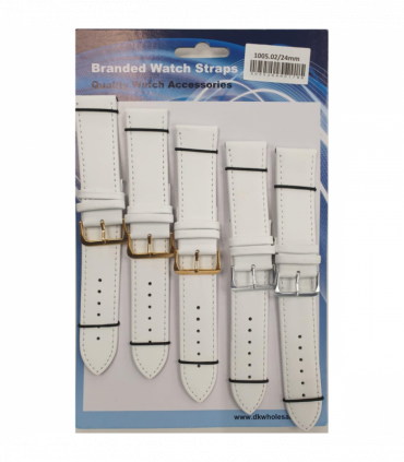 Leather White Watch Straps Pk5 size 24mm 1005.02