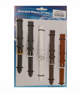 1555.05 14MM 2X Extra Long Mix Colour Leather Watch Straps Pack of 5