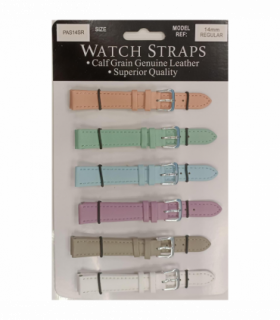 PASSR Sun Mixed Pastille Colour Calf Leather Watch Straps Regular card of 6 - Silver Buckle