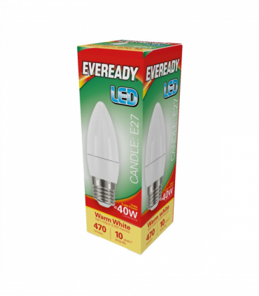 Eveready S13614 LED Candle Bulb 40w E27 (ES) 470lm 4.9W Warm White (Pack of 5)
