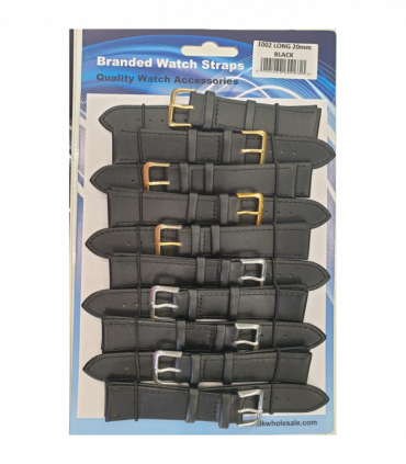 Black Leather Extra Long Watch Straps Pk10 size 24mm 1002BK