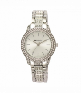 Henley Ladies Bling Diamante crystals Silver Tone Bracelet Watch H07275.24