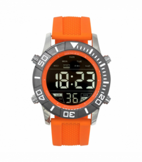 Henley Mens Digital Black Dial Rubber Strap Watch Orange HDG037.8