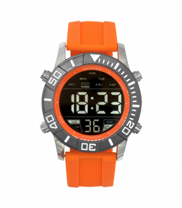 Henley Mens Digital Black Dial Rubber Strap Watch Orange HDG037.8