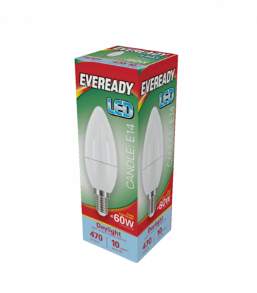 Eveready S17380 LED Candle Bulb 60w E14 (SES) 806lm 7.3W Daylight (Pack of 5)