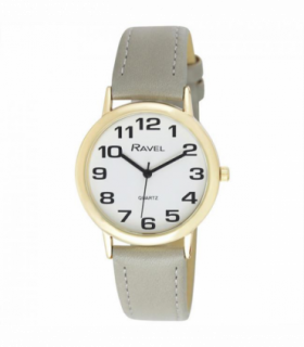 Ravel Mens Basic White Dial Grey Leather Strap Watch R0105.43.1A