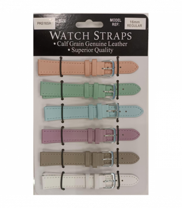 PASSR Sun Mixed Pastille Colour Calf Leather Watch Straps Regular card of 6 - Silver Buckle