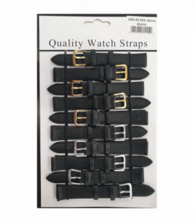 Leather Black Watch Straps Pk10 size 16mm 1005.05