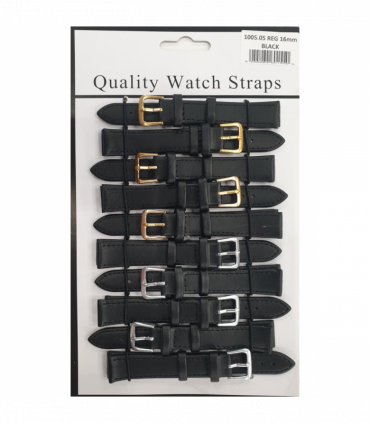 Leather Black Watch Straps Pk10 size 16mm 1005.05