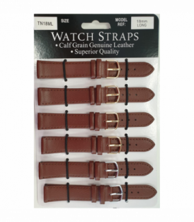 TNML Tan calf regular watch straps LONG card of 6