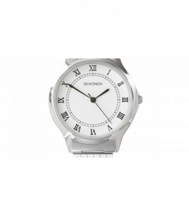 Sekonda Mens Basic White Dial with Silver Metal Expandable Bracelet Watch 3022b