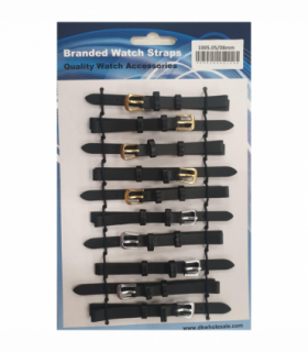 Leather Black Watch Straps Pk10 size 8mm 1005.05