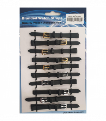 Leather Black Watch Straps Pk10 size 8mm 1005.05