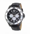 Henley Mens Polished Gun Sports Coloured Stitch Multi Eye Watch Gun/Silver H03014.13