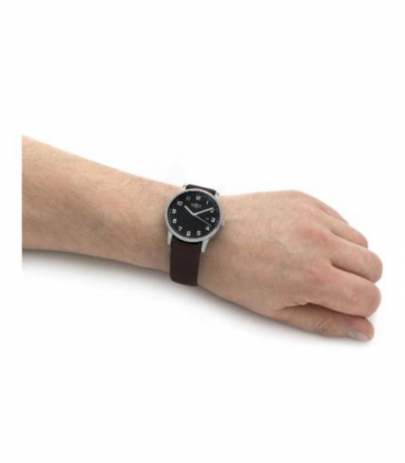 Limit Mens Basic Dated Black Dial Brown Leather Strap Watch 5744