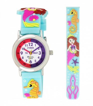 Ravel Children Girls 3D Cartoon Time Teacher Watch Mermaid R1513.91