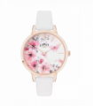 Limit Ladies Secret garden Pink & White Floral Dial White leather strap watch 60021