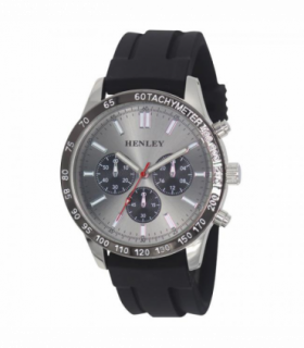 Henley Mens Polished Sports Silicone Watch Silver/Grey H02223.13