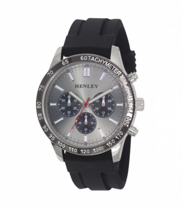 Henley Mens Polished Sports Silicone Watch Silver/Grey H02223.13