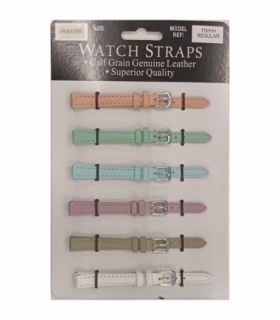 PASSR Sun Mixed Pastille Colour Calf Leather Watch Straps Regular card of 6 - Silver Buckle