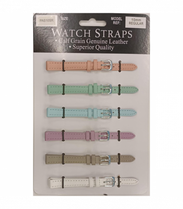 PASSR Sun Mixed Pastille Colour Calf Leather Watch Straps Regular card of 6 - Silver Buckle
