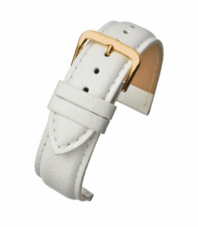 White Padded Buffalo Grain Leather Watch Strap 20mm