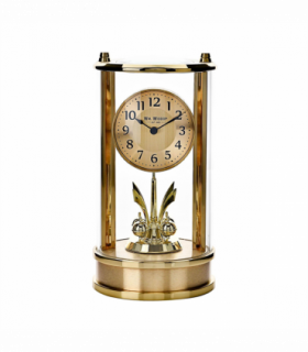 Wm. Widdop Gold Tone Skeleton Movement Cylindrical Mantel Clock