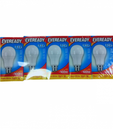 Eveready LED Bulb 1521LM GLS B22  Warm White 100W Pack of 5