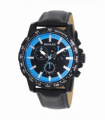 Henley Mens Satin Black Sports Coloured Stitch Multi Eye Watch Black/Blue H03015.6