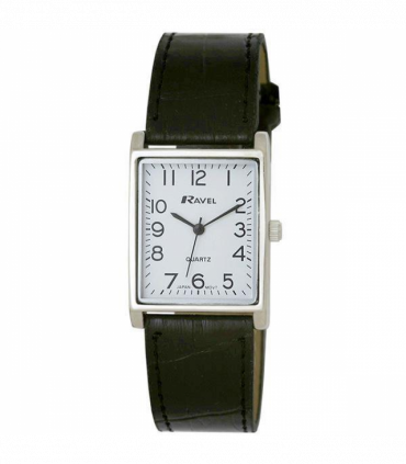 Ravel Mens Classic Silver Dial BlackLeather Strap Watch R0120.02.1A