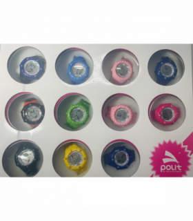 POLIT Childrens Disco Boys & Girls Digital watch in Tin, assorted stlyes and colours CW-0025 Box Of 12